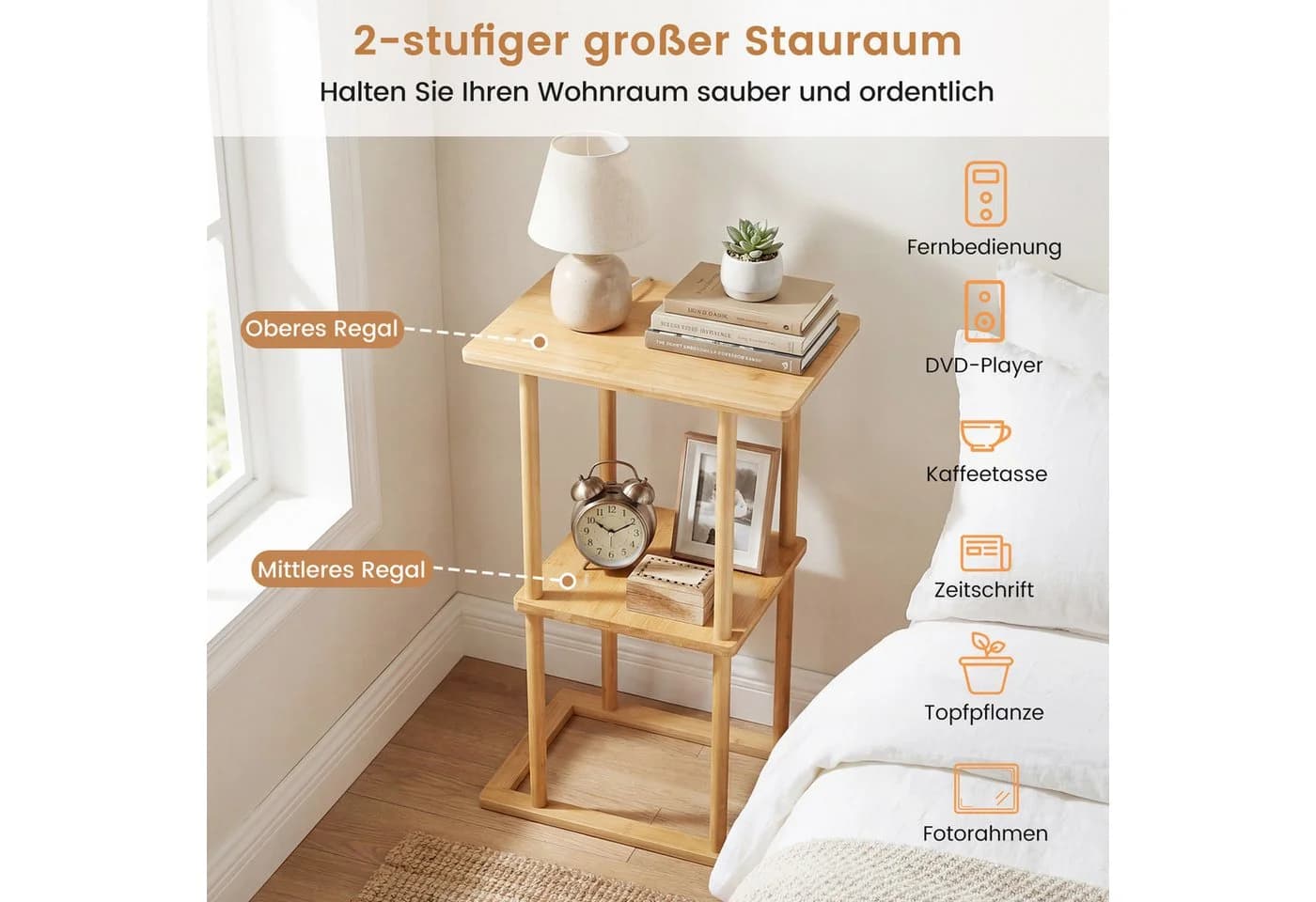 COSTWAY Beistelltisch 2er Set Bambus Natur - Bild 3