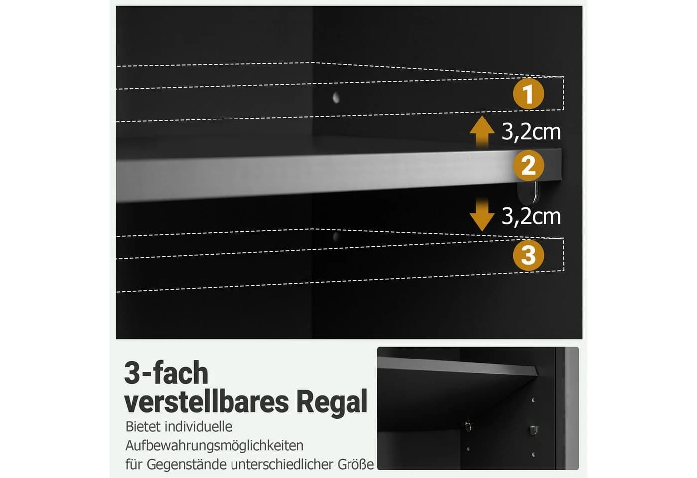 COSTWAY Hängeschrank Badezimmerschwarz mit verstellbarem Regal - Bild 4