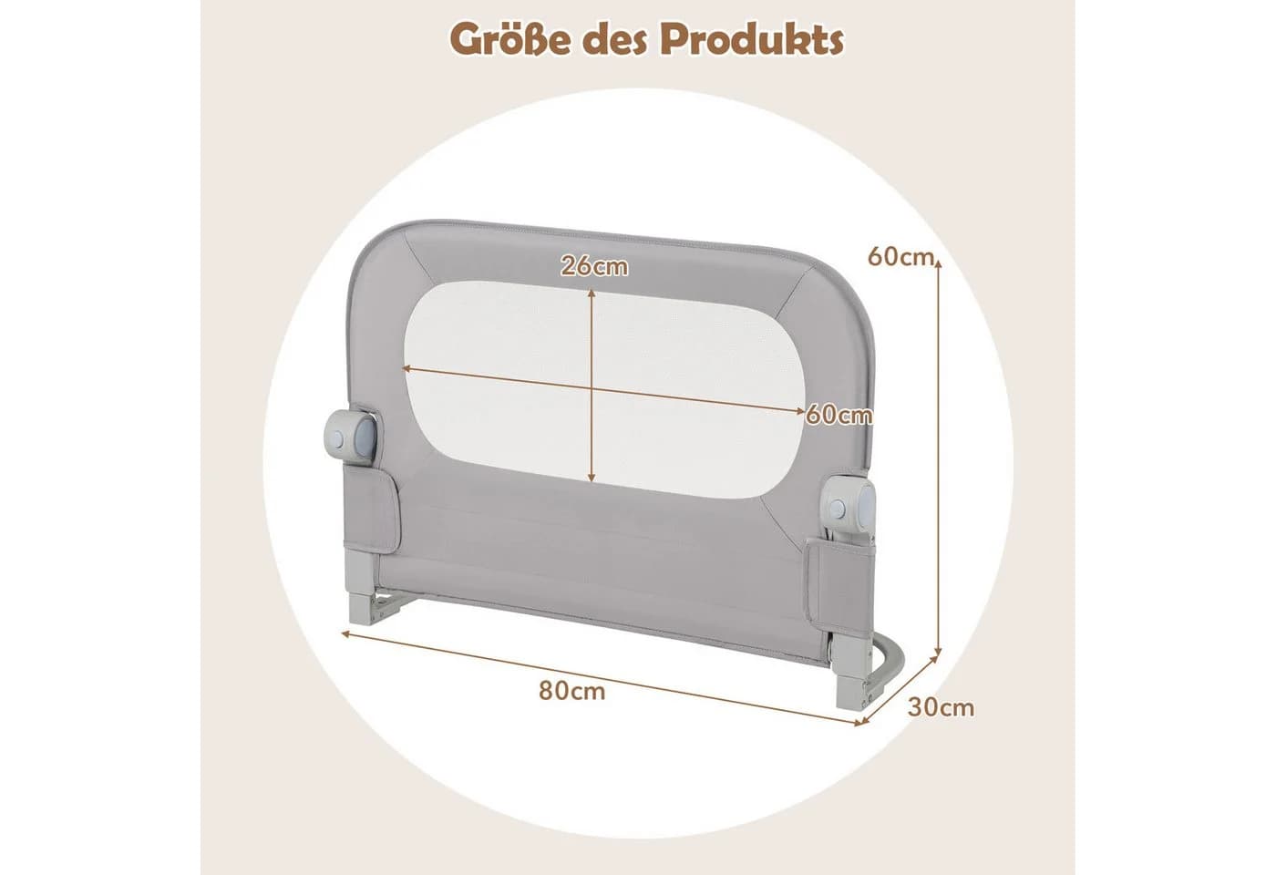 COSTWAY Bettschutzgitter Klappbar Grau U-Gestell - Bild 3