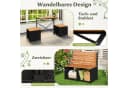 COSTWAY 2-in-1 Gartenbank & Picknicktisch Schwarz/Natur PE-Rattan Bild 1