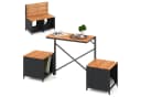COSTWAY 2-in-1 Gartenbank & Picknicktisch Schwarz/Natur PE-Rattan Bild 2