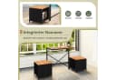COSTWAY 2-in-1 Gartenbank & Picknicktisch Schwarz/Natur PE-Rattan Bild 4