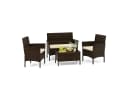COSTWAY Balkonset 4-tlg. Rattan mit Zweisitzer, 2 Stühlen, Tisch & Kissen Bild 2