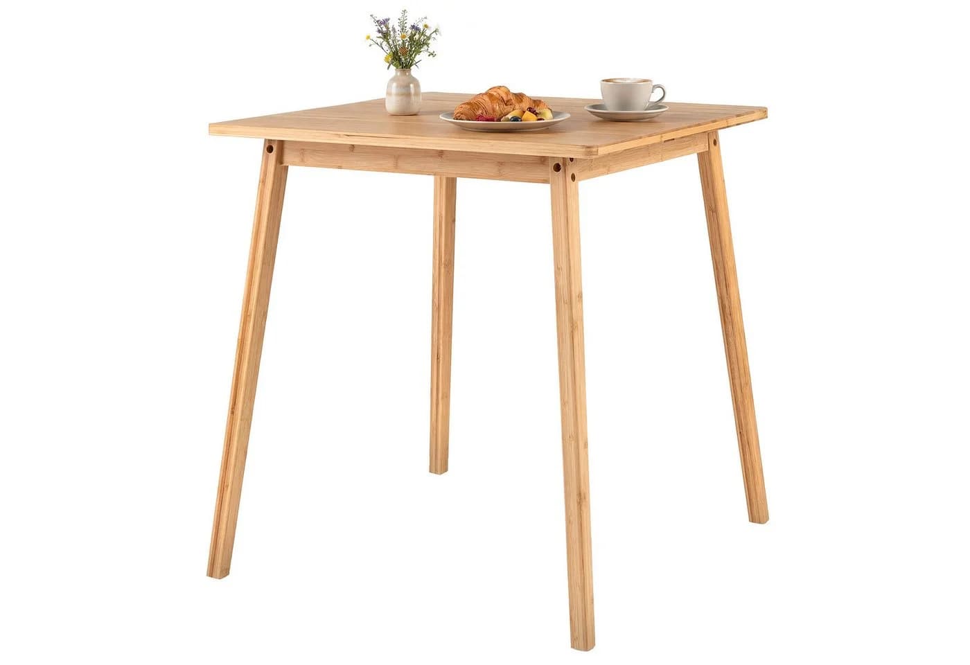 COSTWAY Quadratischer Bambus-Esstisch für 2-4 Personen - Bild 2