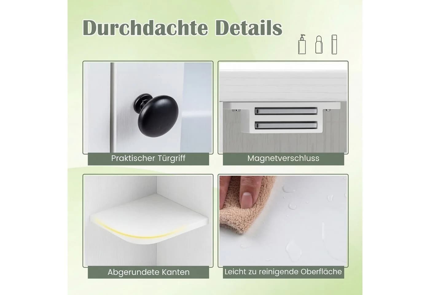 COSTWAY Spiegelschrank Badschrank Weiß mit Spiegel & Stauraum - Bild 5
