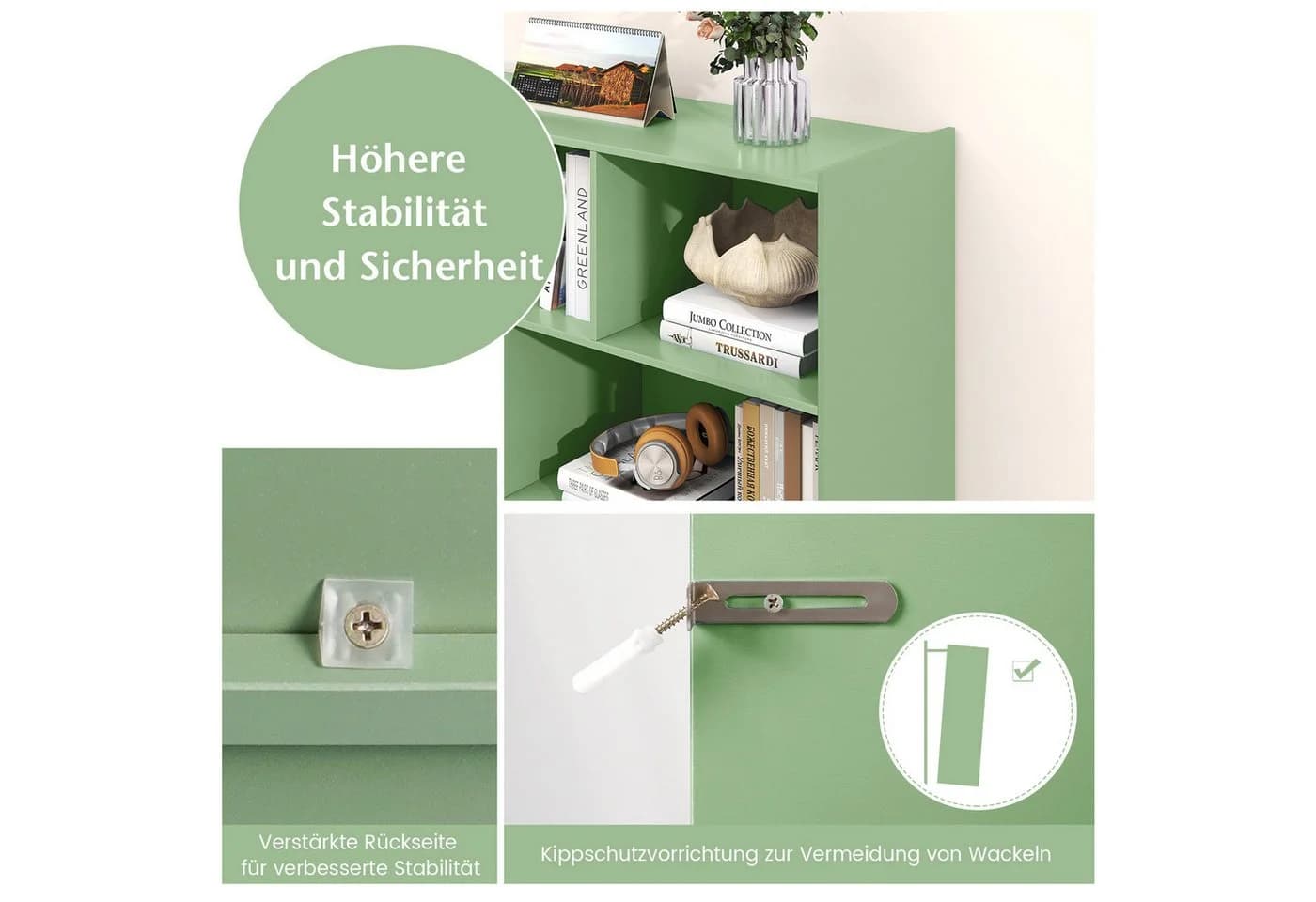 COSTWAY Kinderregal Grün mit 8 Fächern Robust Holzwerkstoff - Bild 4