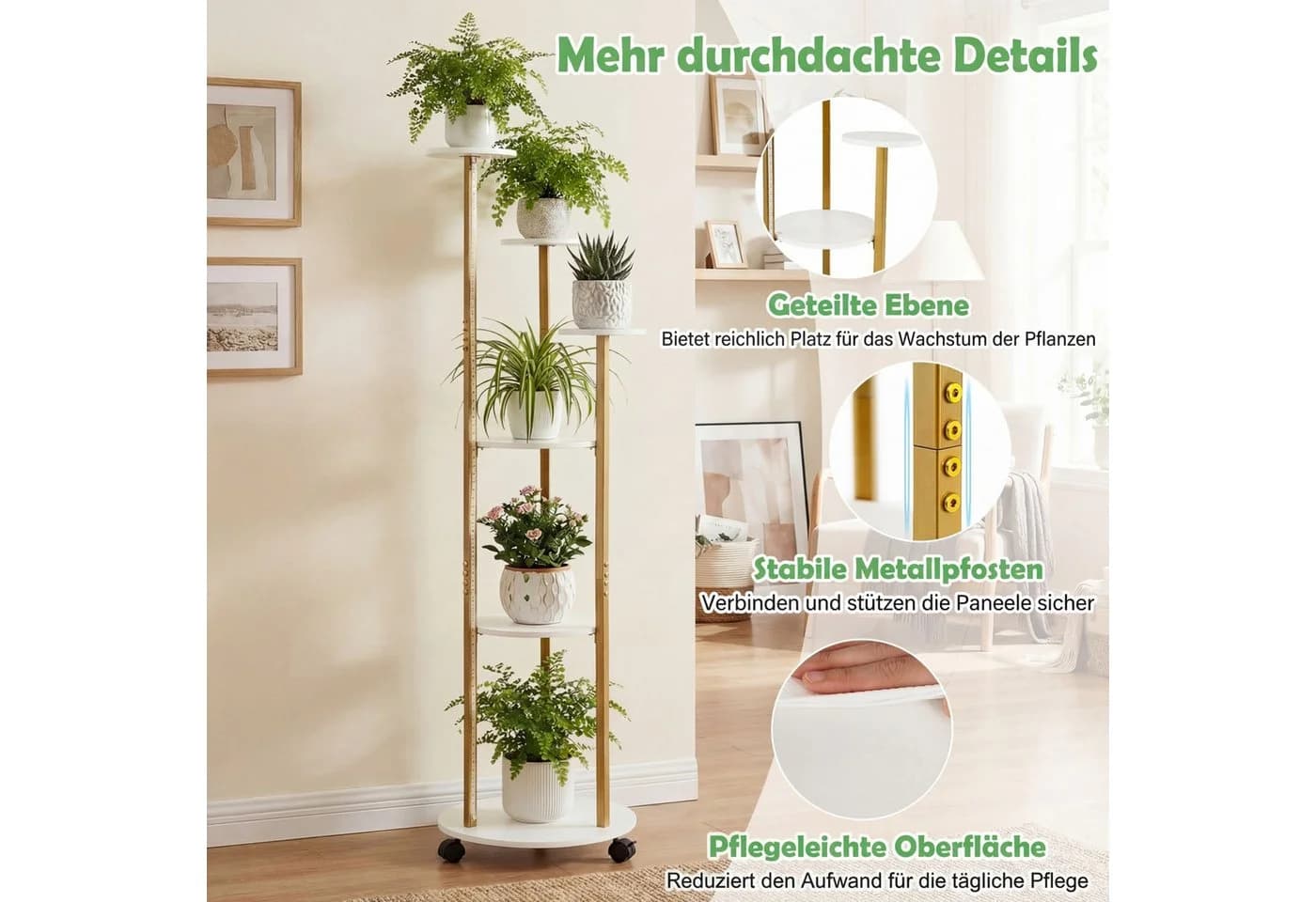 COSTWAY Blumenständer 6-stufig mit LED-Beleuchtung & Rollen - Bild 3