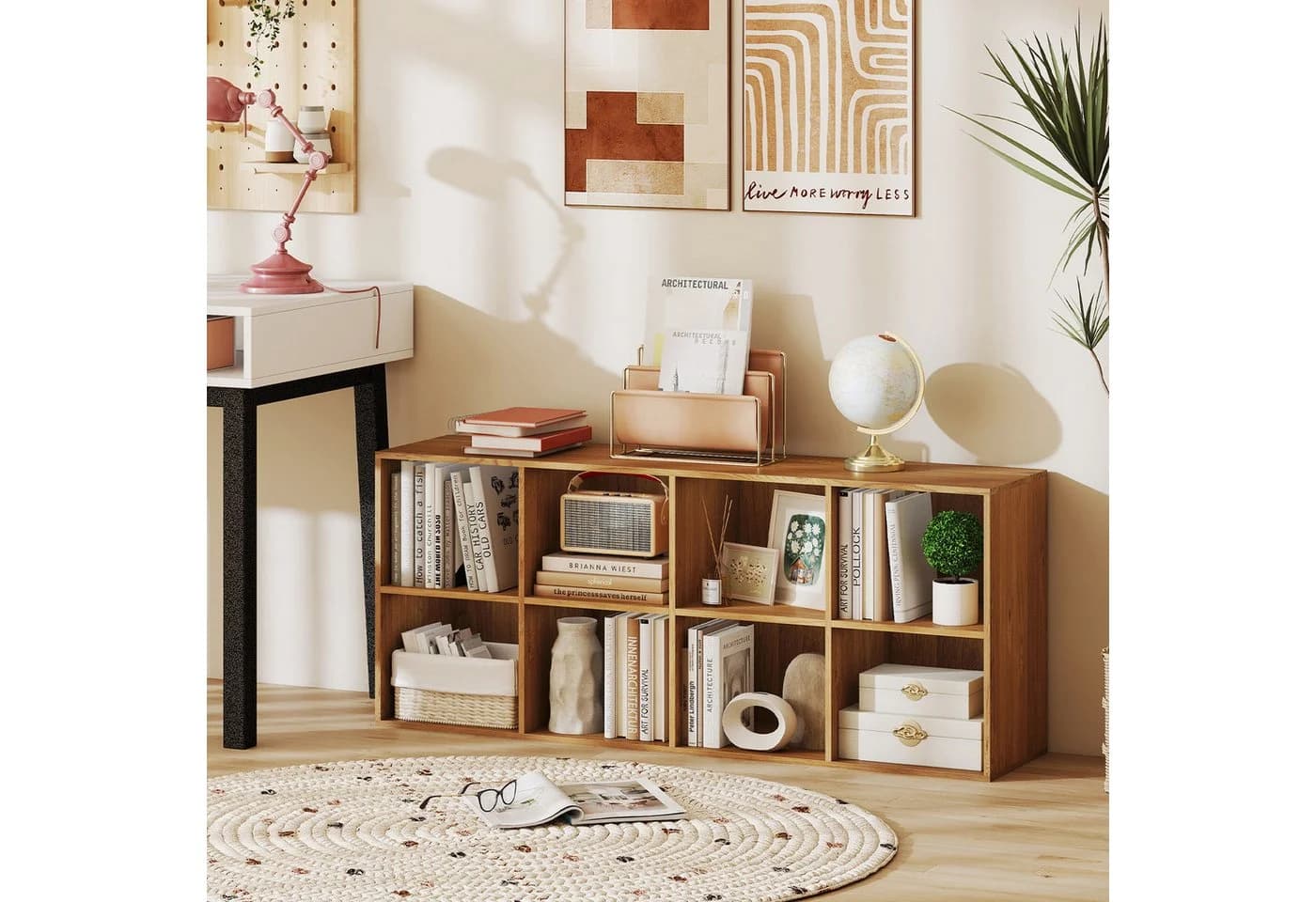 COSTWAY Bücherregal 8 Fächer Natur Holz