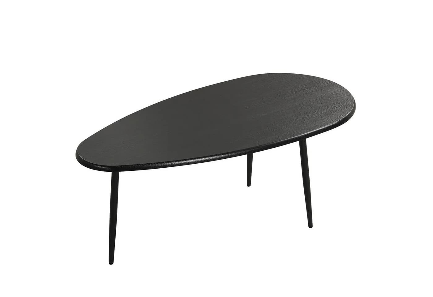 COSTWAY Couchtisch Oval Schwarz/Braun/Natur mit Metallkonstruktion - Bild 2