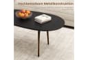COSTWAY Couchtisch Oval Schwarz/Braun/Natur mit Metallkonstruktion Bild 4