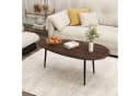 COSTWAY Couchtisch Oval mit Metallkonstruktion Schwarz/Braun/Natur Bild 1