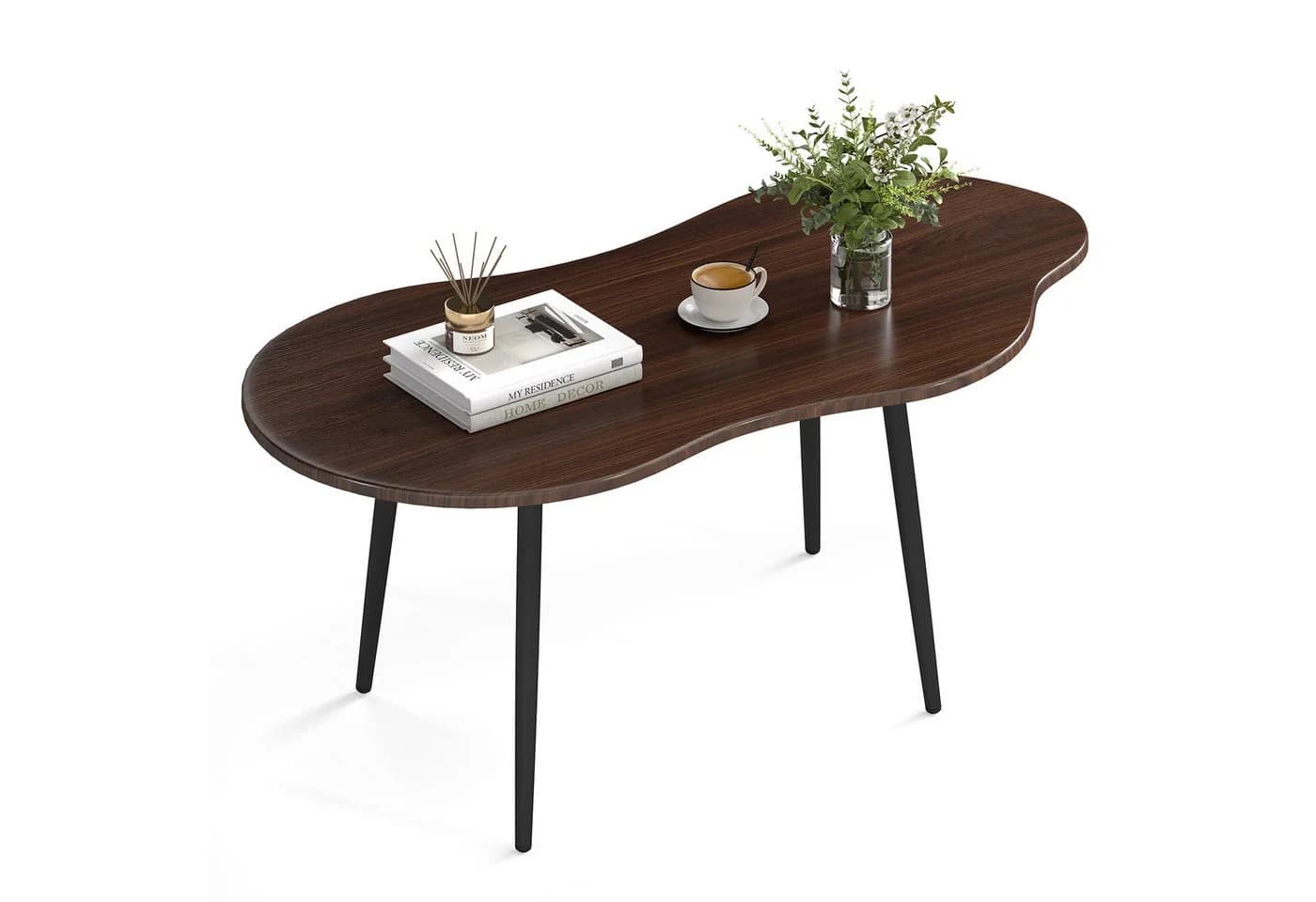 COSTWAY Couchtisch Wolkenform Braun Holzspanplatte Metall - Bild 2