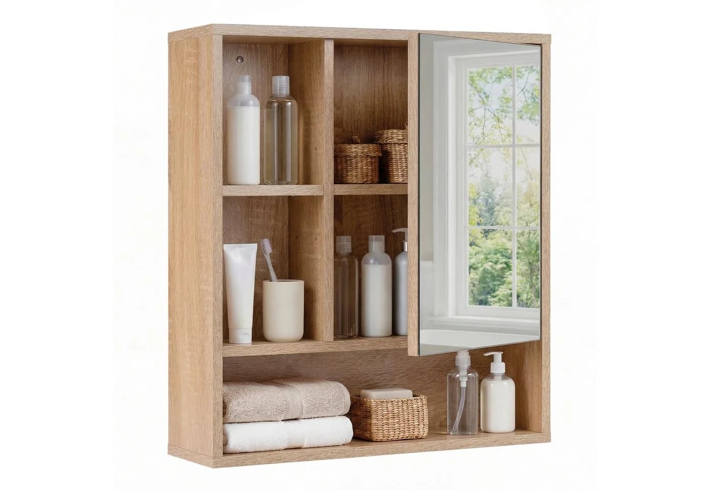 COSTWAY Hängeschrank Spiegelschrank Badschrank mit verstellbaren Ablagen - Bild 2