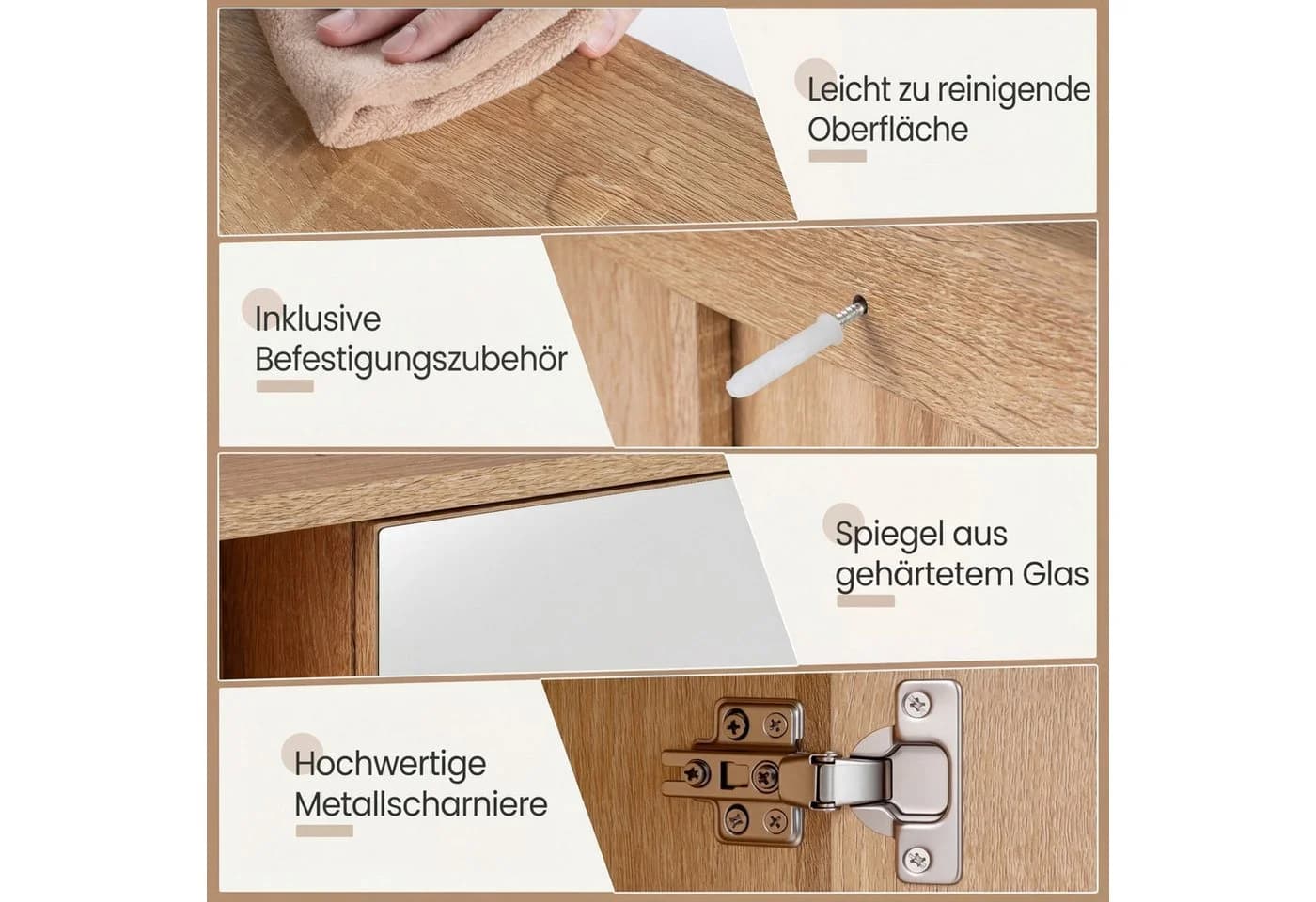 COSTWAY Hängeschrank Spiegelschrank Badschrank mit verstellbaren Ablagen - Bild 4