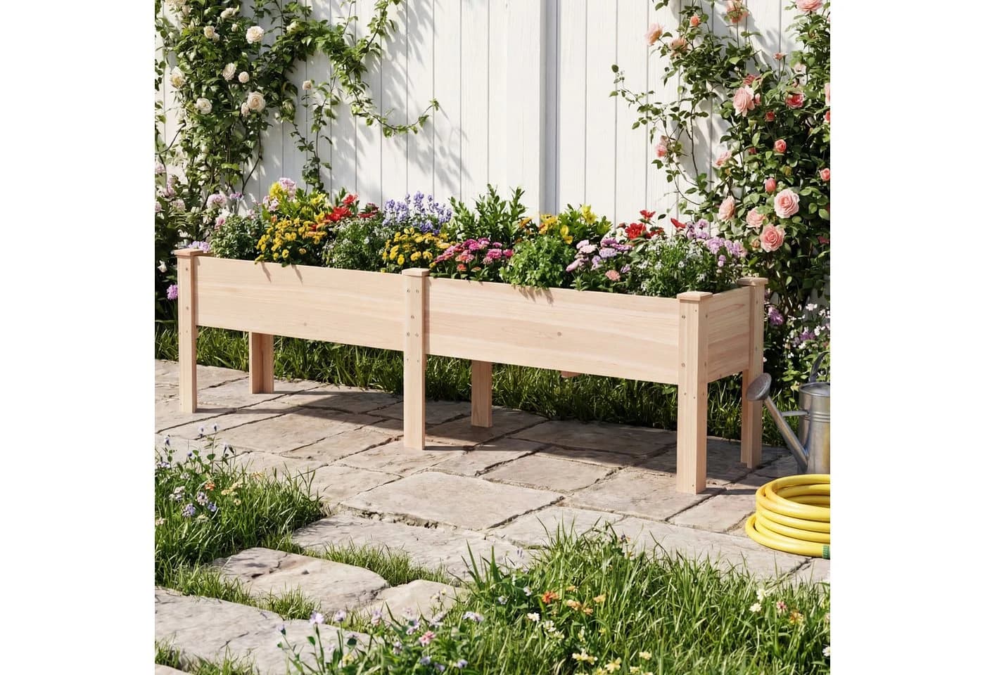 COSTWAY Hochbeet aus Tannenholz mit 2 Fächern