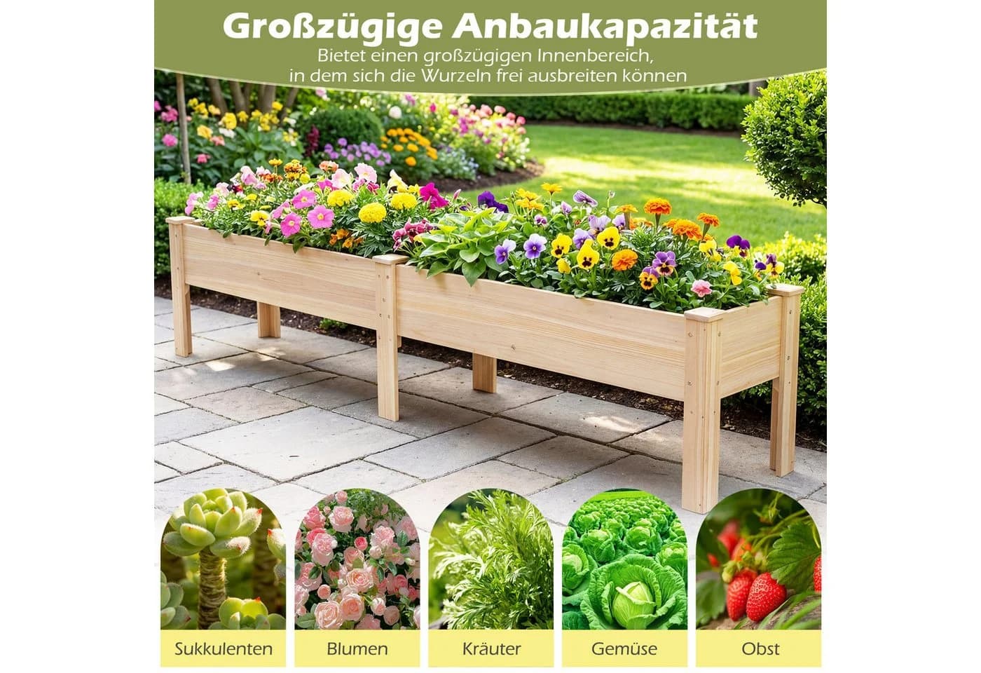 COSTWAY Hochbeet aus Tannenholz mit 2 Fächern - Bild 3