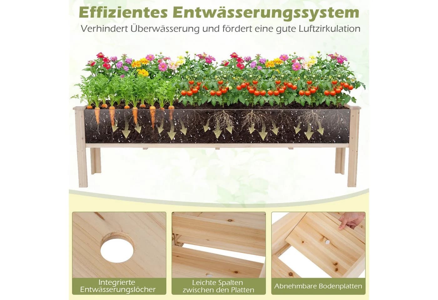 COSTWAY Hochbeet aus Tannenholz mit 2 Fächern - Bild 5