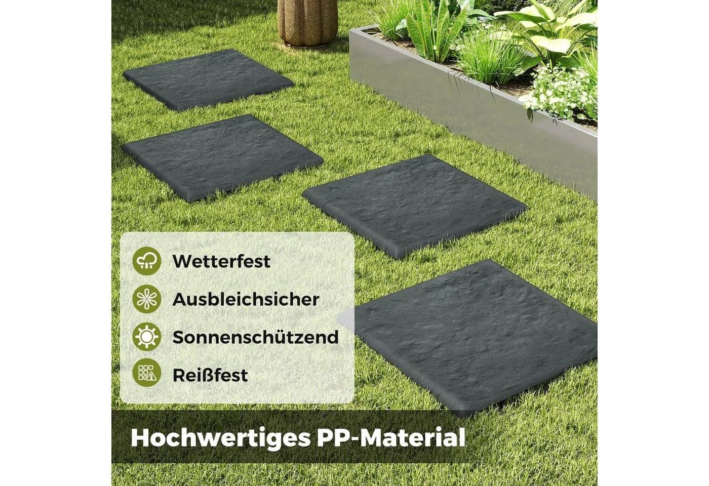 COSTWAY Trittsteine 8-tlg. Grau PP-Material mit 32 Bodenpfählen - Bild 3