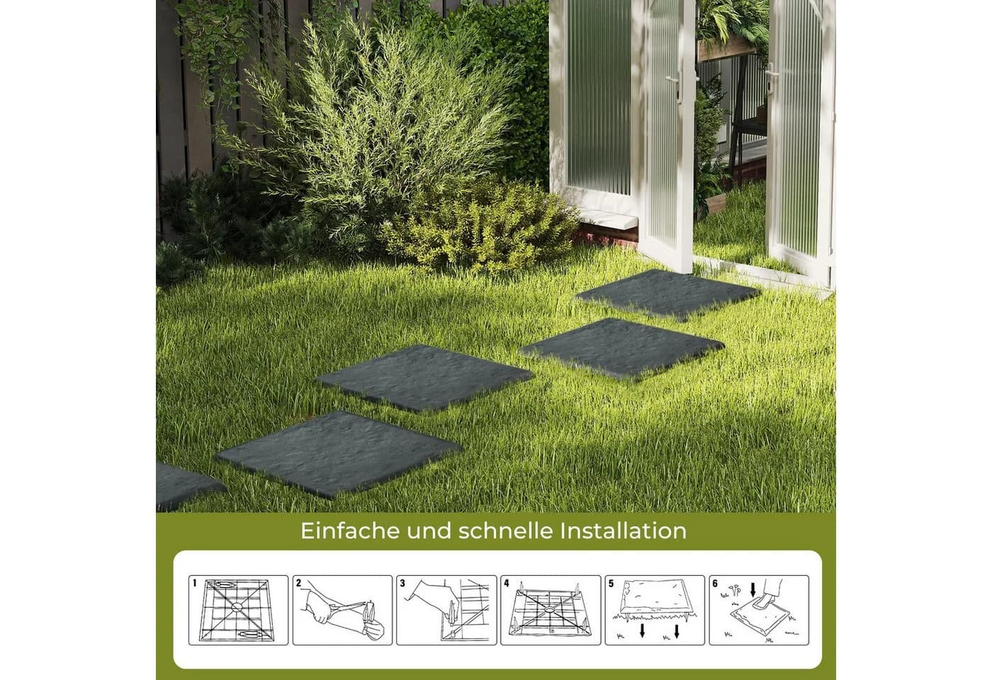 COSTWAY Trittsteine 8-tlg. Grau PP-Material mit 32 Bodenpfählen - Bild 4