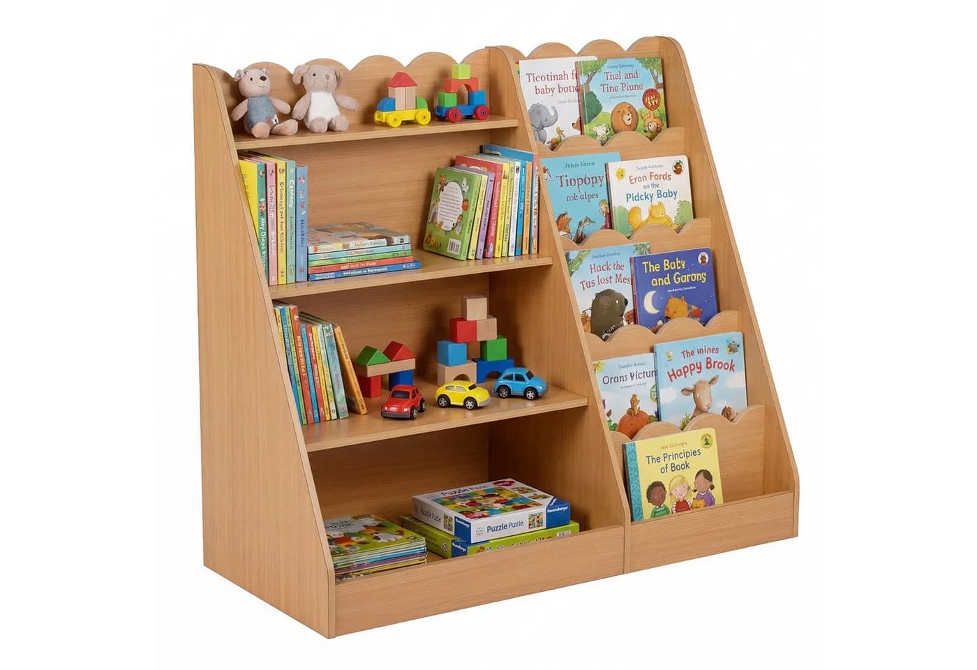COSTWAY Kinderregal 5-stufig Beige MDF mit verstecktem Fach - Bild 2