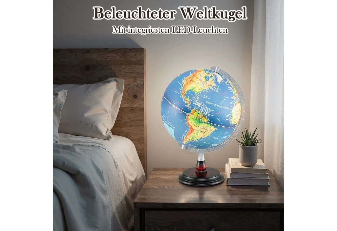KOMFOTTEU Globus Weltglobus mit erhabener Reliefkarte LED-Beleuchtung - Bild 5