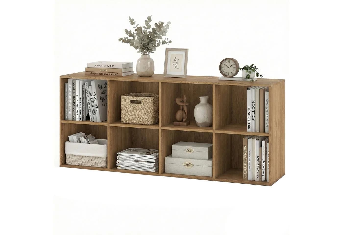KOMFOTTEU Bücherregal 8 Fächer Rustikalbraun/Weiß - Bild 2