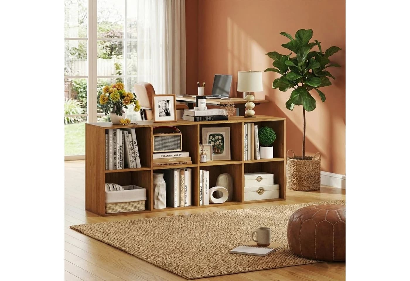KOMFOTTEU Bücherregal 8 Fächer Rustikalbraun/Weiß - Bild 3