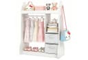 KOMFOTTEU Kinderkleiderschrank Rosa/Weiß mit Spiegel & Kleiderstange Bild 2