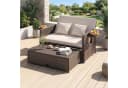 KOMFOTTEU Loungebett 2-Sitzer Gartensofa mit Liegefunktion Braun Bild 1