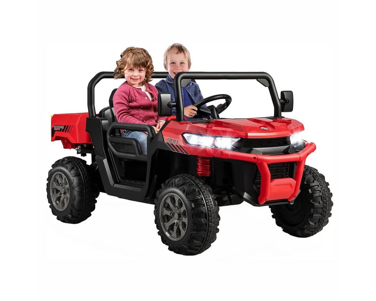 KOMFOTTEU Elektro-Kinderauto 2-Sitzer Rot mit Fernbedienung
