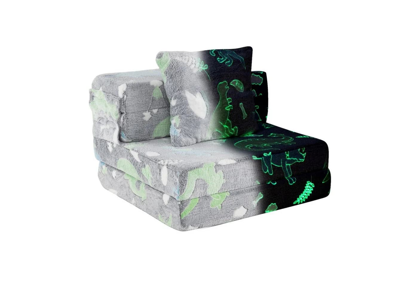 KOMFOTTEU Kindersofa 3-in-1 Schlafsofa Grau Bunt Flanell - Bild 2
