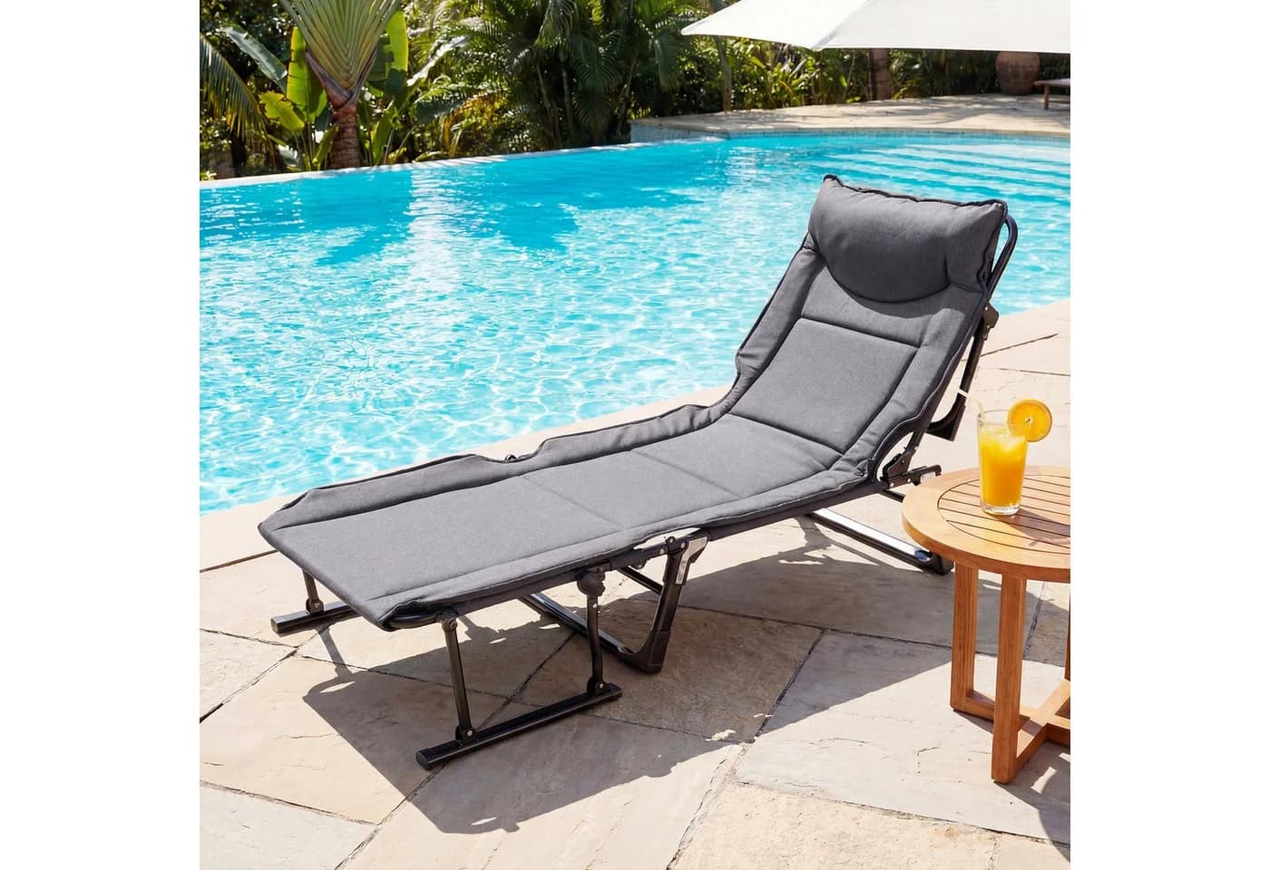 COSTWAY Gartenliege 3-in-1 Klappbett Grau/Schwarz verstellbar - Bild 2
