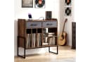 COSTWAY Sideboard Braun mit Plattenspieler-Tisch und Steckdosen Bild 1