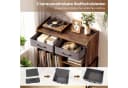 COSTWAY Sideboard Braun mit Plattenspieler-Tisch und Steckdosen Bild 4
