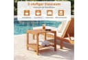 COSTWAY Gartentisch Beistelltisch Holz wetterfest Beige Bild 4