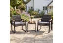 COSTWAY Balkonset 3-tlg. Grau PE-Rattan mit Kissen Bild 2