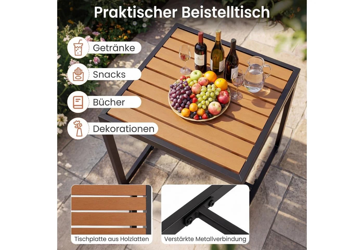 COSTWAY Balkonset 3-tlg. Grau PE-Rattan mit Kissen - Bild 4