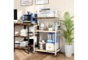 COSTWAY Druckertisch mit Rollen, 3 Ablagen & 10 Haken, Rustikales Braun Bild 1