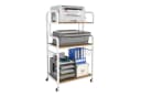 COSTWAY Druckertisch mit Rollen, 3 Ablagen & 10 Haken, Rustikales Braun Bild 2