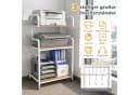 COSTWAY Druckertisch mit Rollen, 3 Ablagen & 10 Haken, Rustikales Braun Bild 3