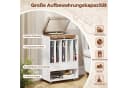 COSTWAY Nachttisch Plattenspielerständer Braun/Weiß mit Rollen & 5 Fächern Bild 3