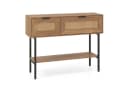 COSTWAY Konsolentisch Schwarz/Natur mit 2 Fächern & Rattan-Optik Bild 2