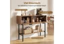 COSTWAY Konsolentisch Schwarz/Natur mit 2 Fächern & Rattan-Optik Bild 3
