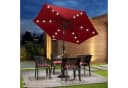 COSTWAY Sonnenschirm rot mit LED-Solar-Beleuchtung und Kurbel Bild 1