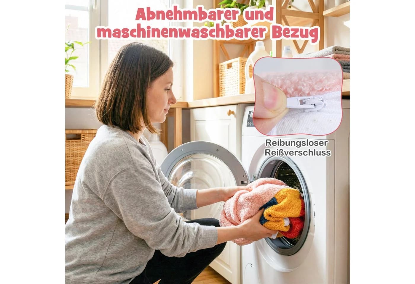 COSTWAY Kindersofa Rosa mit Griff aus Teddystoff - Bild 4