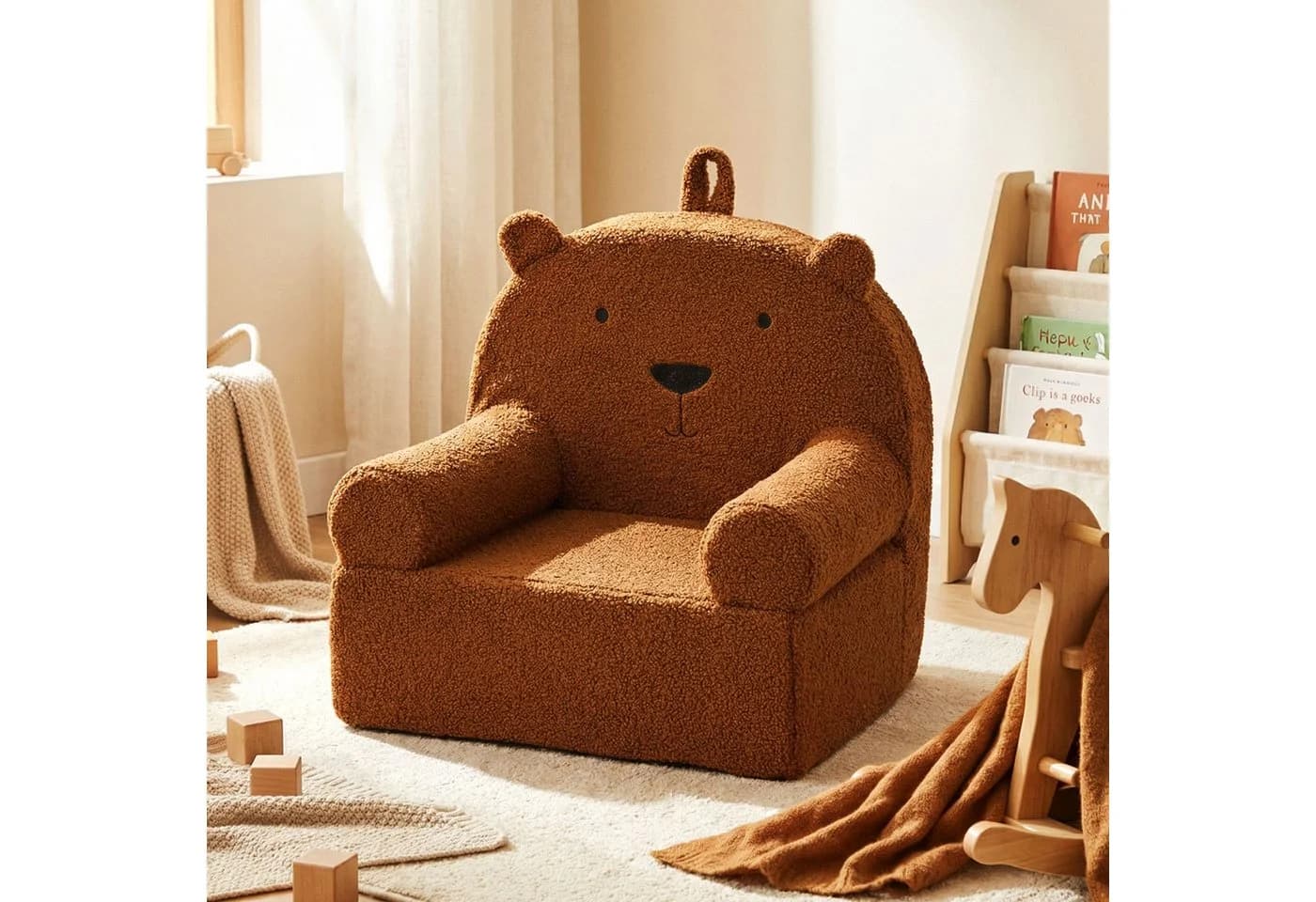 COSTWAY Kindersofa Rosa Teddyfleece mit Griff - Bild 2