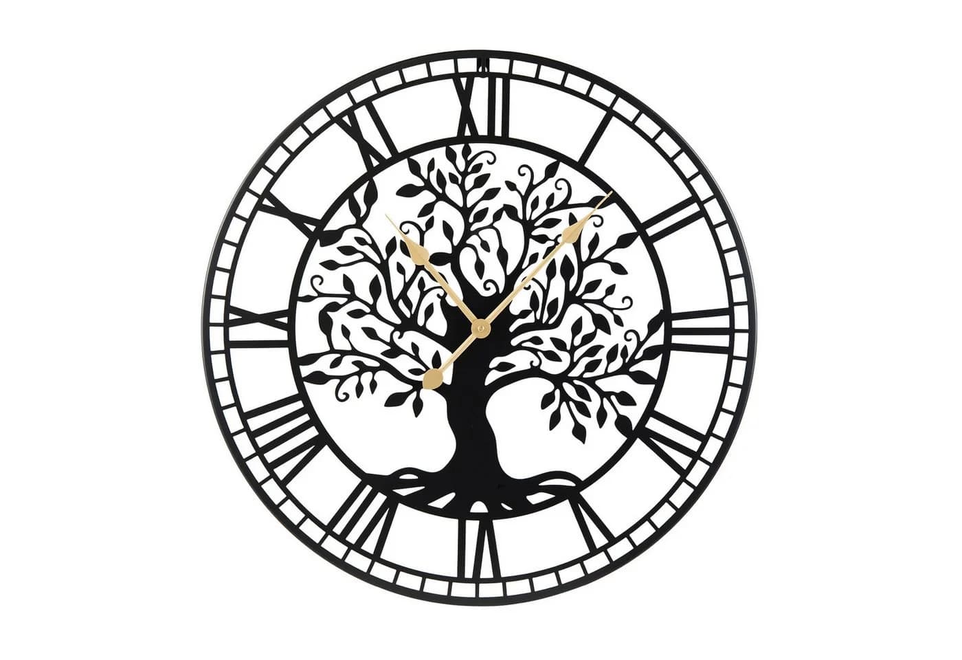 COSTWAY Wanduhr Schwarz mit römischen Ziffern und Baum-des-Lebens Motiv - Bild 2