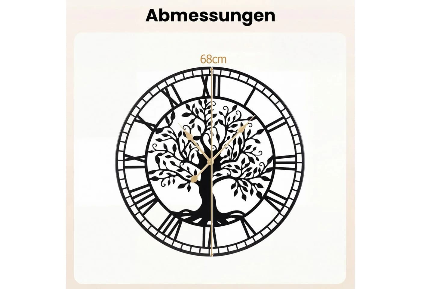 COSTWAY Wanduhr Schwarz mit römischen Ziffern und Baum-des-Lebens Motiv - Bild 5