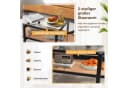 COSTWAY Couchtisch Glas Rattan Holz Braun mit Stauraum Bild 3