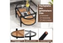 COSTWAY Couchtisch Glas Rattan Holz Braun mit Stauraum Bild 4